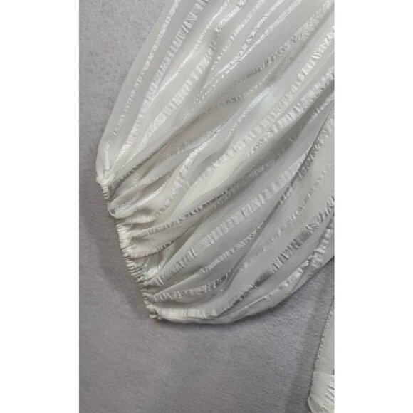 Vince Camuto V-Neck Blouse Ivory Striped Top Balloon Sleeves Holiday Women's 2X - Picture 5 of 11